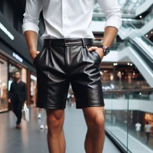 Men Leather Shorts