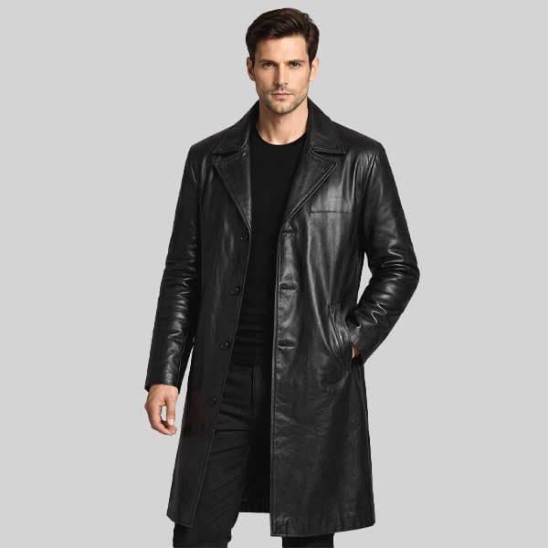 Al Pacino Insomnia Leather Trench Coat for Men, Detective Style