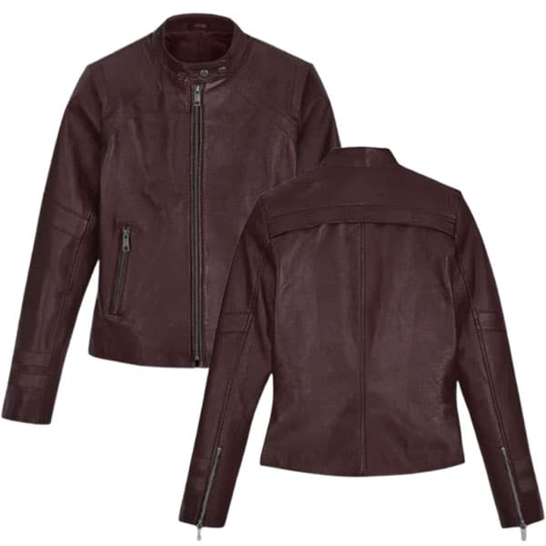 Leather Jacket for Women with Sleek Moto Fit & Zippers