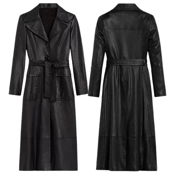 Premium Leather Long Coat - Full Length Warmth in Genuine Leather