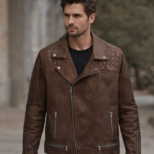 Ironwood Spanish Brown Biker Leather Jacket