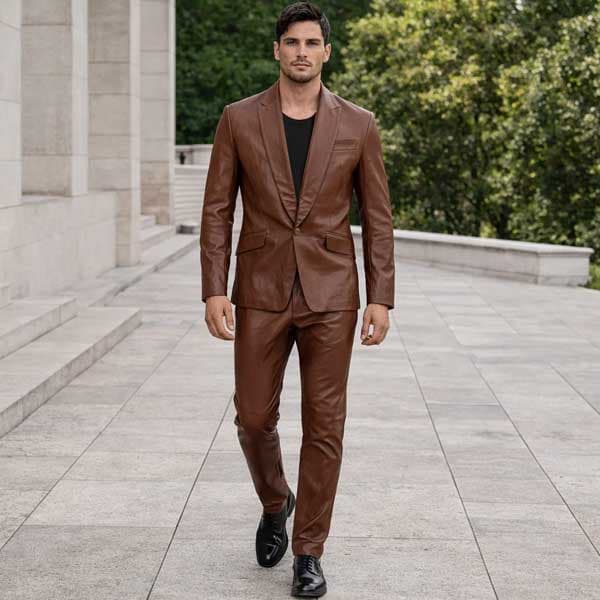 Men's Leather Suit Style Set for Sharp, Modern Formalwear Look