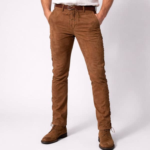 Oak Brown Suede Leather Pants #515