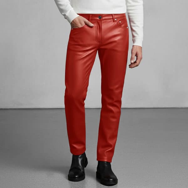 Red Leather Jeans