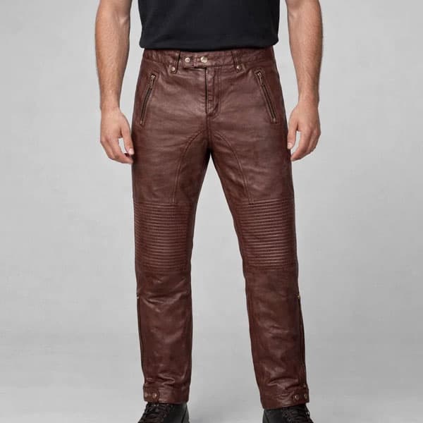 Soft Maroon Washed & Wax Belafonte Leather Pants