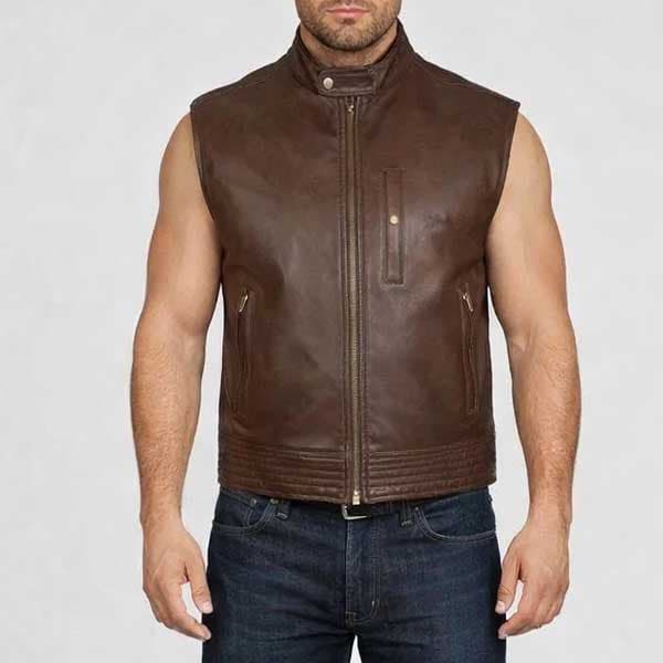 Spanish Brown Leather Vest Mens — Clean Fit, Everyday Edge