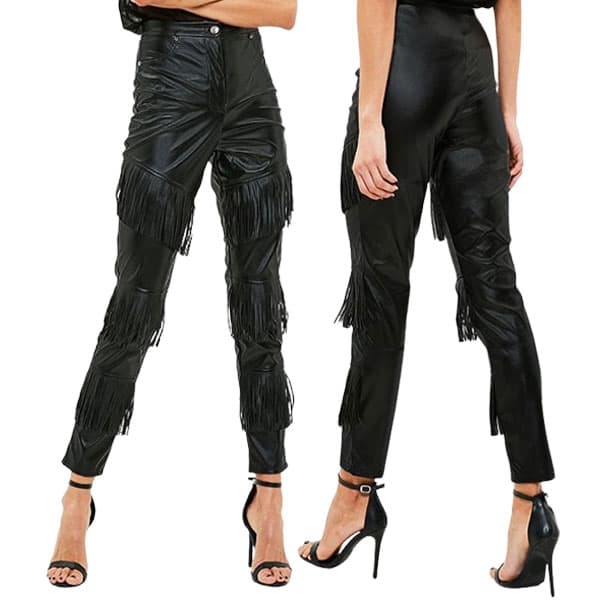 Tiered Fringe Leather Pants for Bold Style at Festivals and Nights