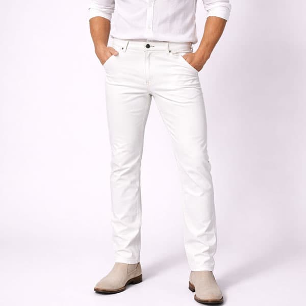 White Leather Jeans